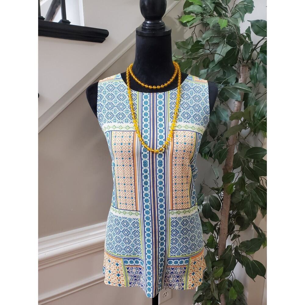 Rose + Olive Womens Multicolor Polyester Round Neck Sleeveless Top Blouse Medium